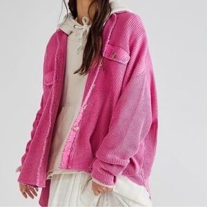 Free People One Scout Thermal Jacket Hot Pink Oversized